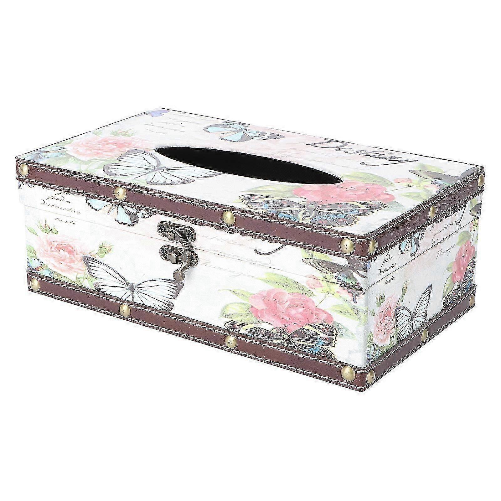 Car Stand Rectangular Facial Tissue Holder Vintage Decor Rectangular Woodsy Decor,x