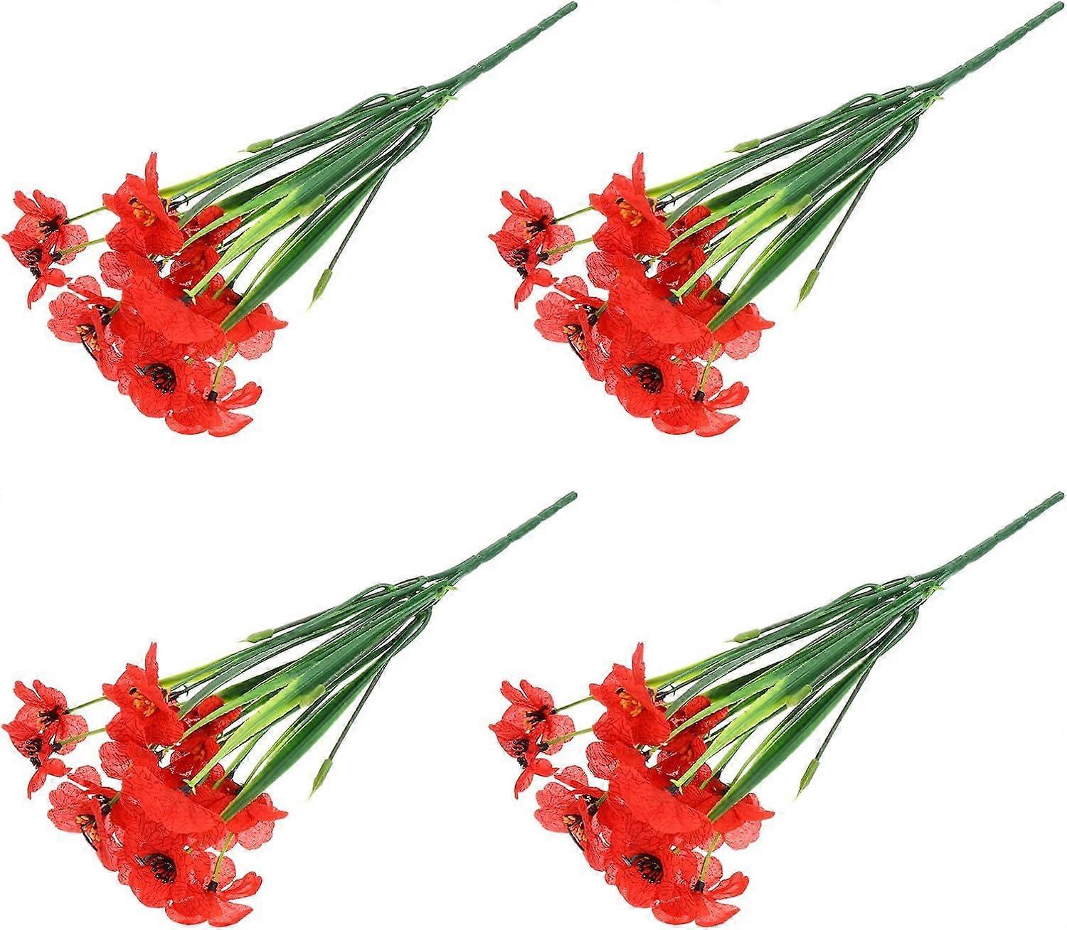 Artificial Violet Flowers 4pcs 30cm 17 Head Red Simulated