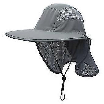 Solhatt, Herre, Dame, UPF 50+ Utendørs UV Sommerlue med Nakkebeskyttelse, Turhatt, Fiskehatt, Sammenleggbar Strand Safari Bush, Hatter, Nettinghatt
