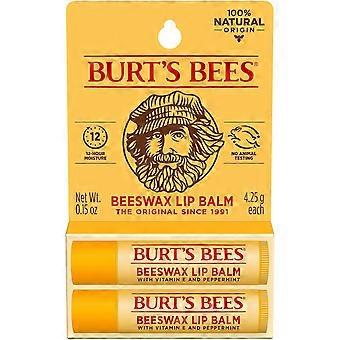 Beeswax Lip Balm, Tint-Free Natural Lip Moisturizer, Responsibly Sourced Beeswax, 2 Tubes, 0.15 oz Each