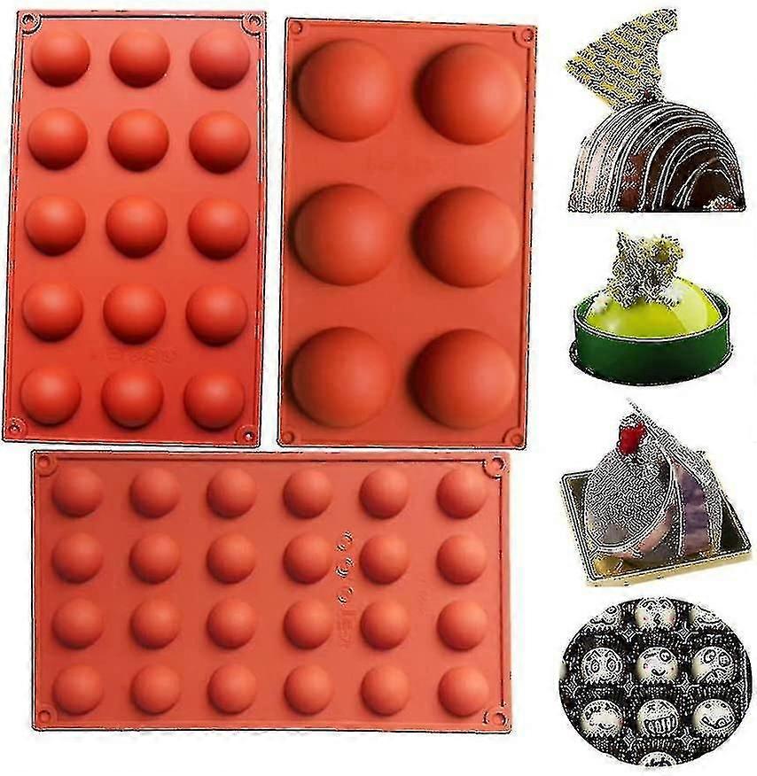 Silicone Mould For Chocolate Cookie Rectangular Mousse Desert Biscuit Stick Bread Baking Diy (3 Pcs Round Shape)