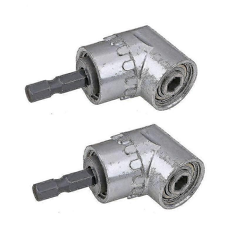 2pcs Right Angle Drill,105 Degree Multifunction Right Angle Driver With 1/4inch Hex Bit Socket Screwdriver Holder Adapter