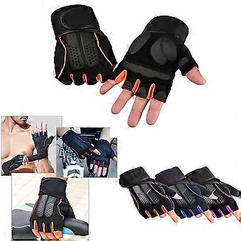 Gants d'haltérophilie demi-doigts à absorption des chocs, unisexes, taille M