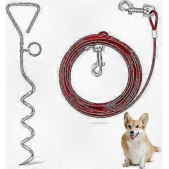 Heavy Duty Dog Tie Out Cable with Spring and Stake 25-26 ft for Medium to Large Dogs Up to 125 lbs Ideal for Yard Camping Outdoor Use