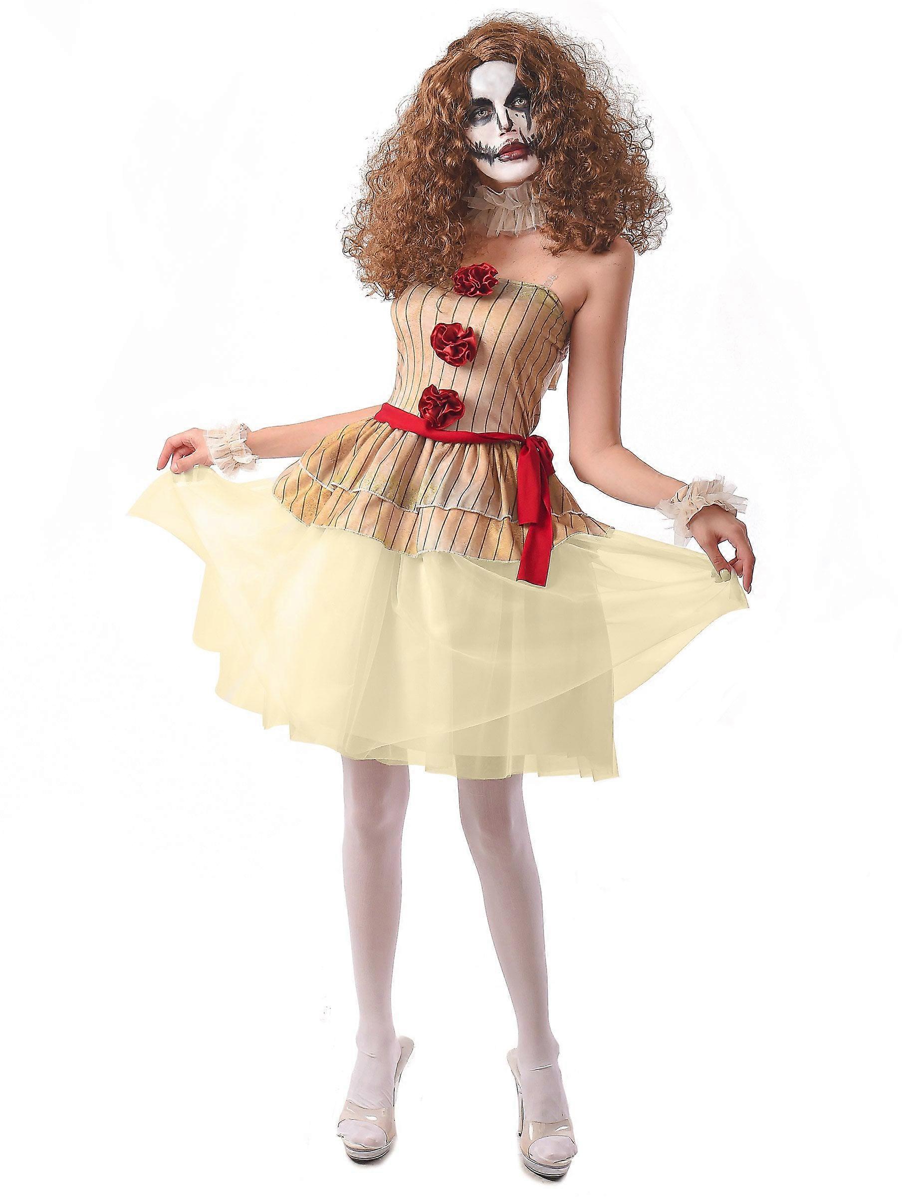 Women's beige terrifying clown costume
