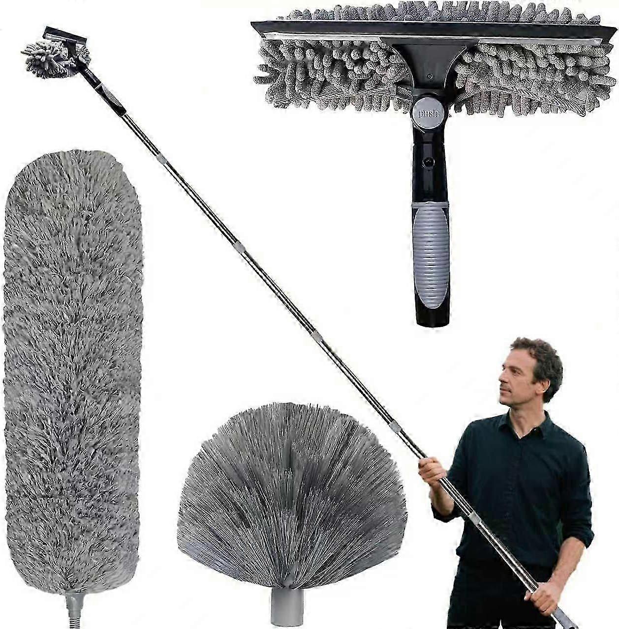 6m Telescopic Duster Telescopic Cobweb Duster Featuring Adjustable 1.56m Extension Telescopic Cobweb Brush Window Squeegee
