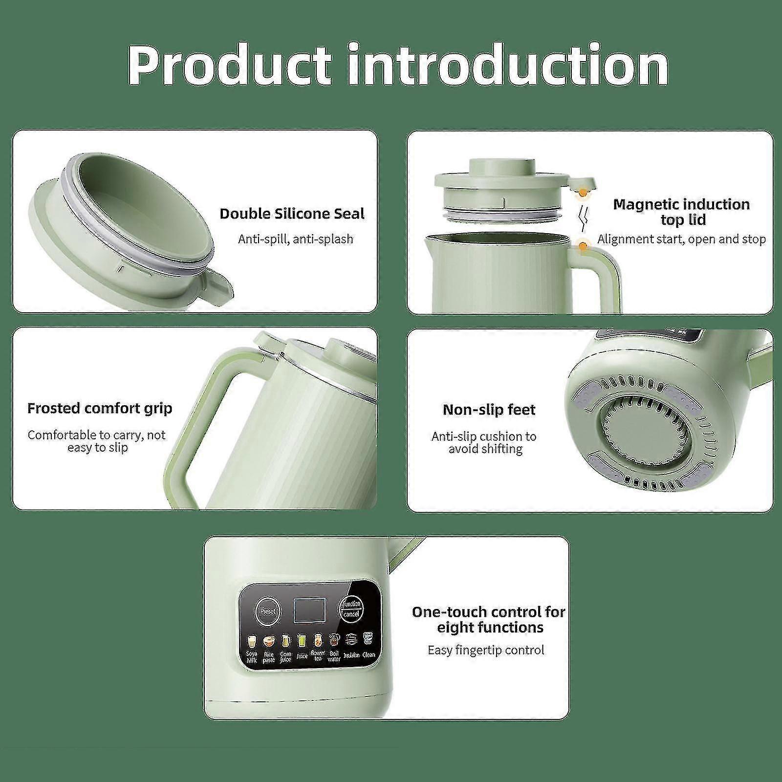 20 Oz Automatic Soy Milk Machine Multi-functional Nut Milk Maker with Delay Start/Warm Keep/Self-cleaning