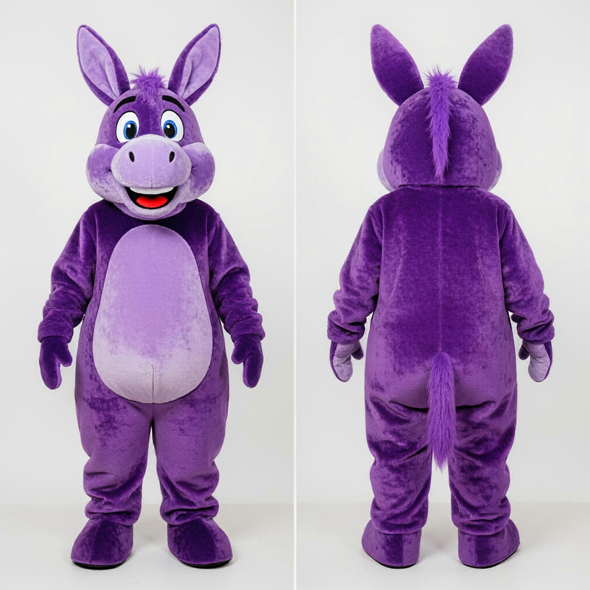 MASTICOT Purple Velvety Donkey Mascot