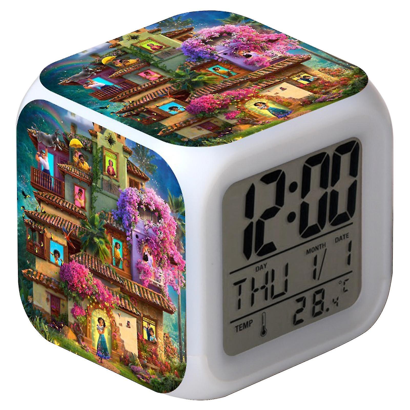 Desktop Clock With 8 Alarm Musics And 7 Color Changing,full House Of Magic Alarm Clock Led Colorful Touch Light Princess Castle Toys For Kids Christma
