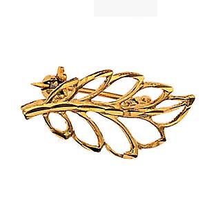 9ct Gold 30x14mm plain Leaf Brooch
