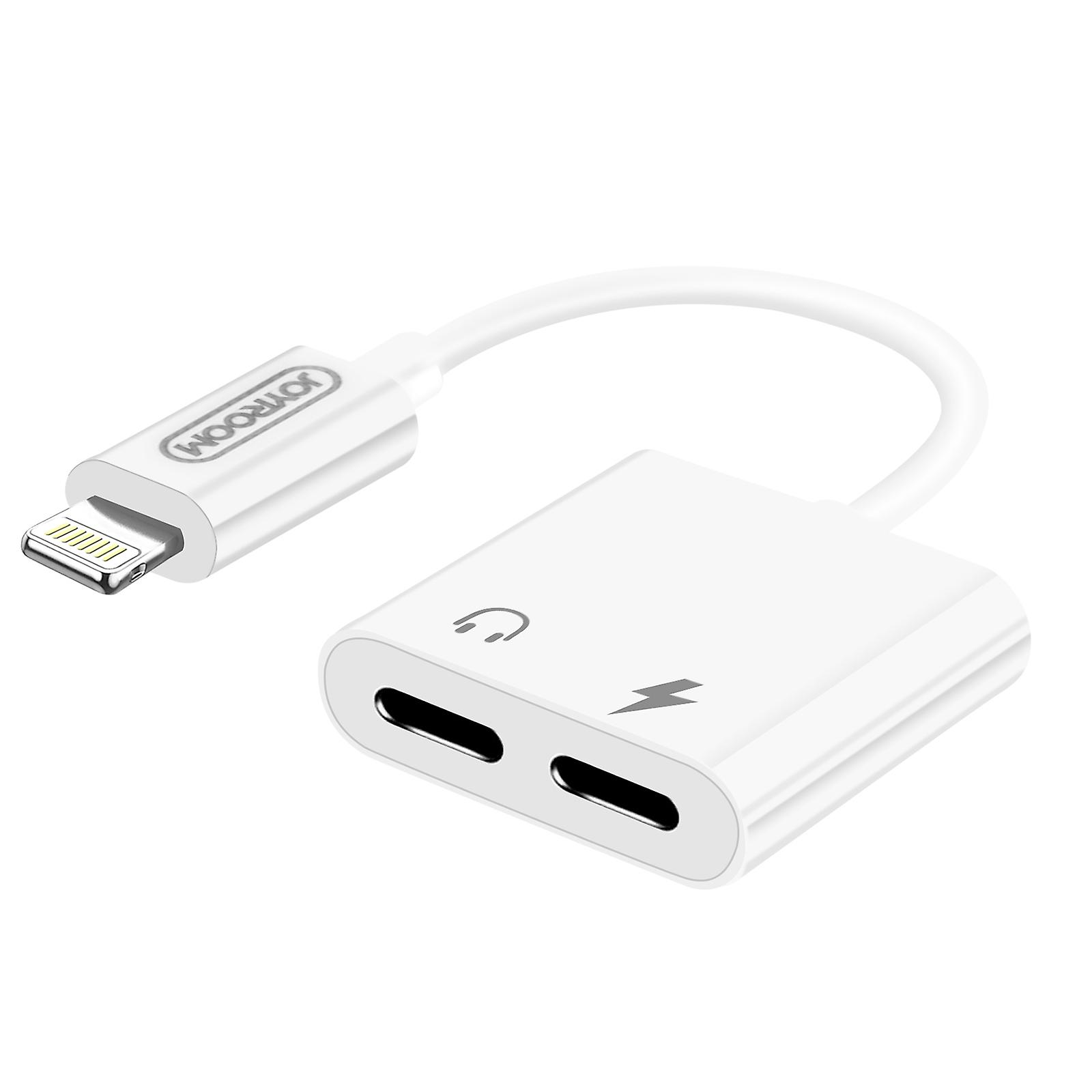 Audio and Charge Adapter iPhone to Dual Lightning Compact Design - White