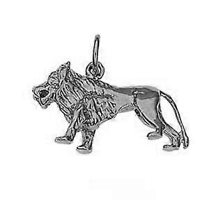 Silver 15x23mm solid Lion Pendant or Charm