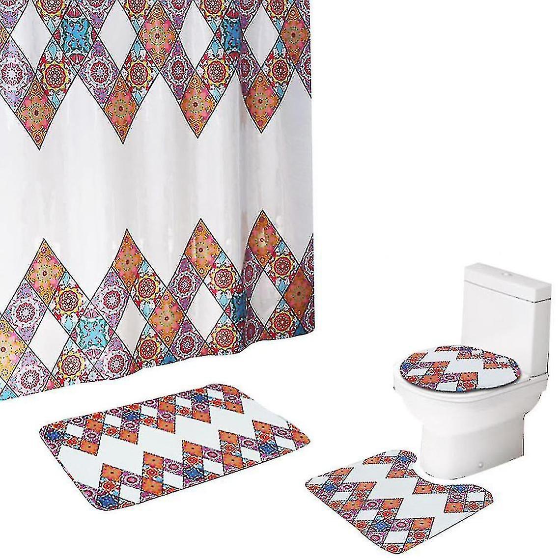 Bohemian Shower Curtain Set 4 Pieces Simple And Trendy European Style Bathroom