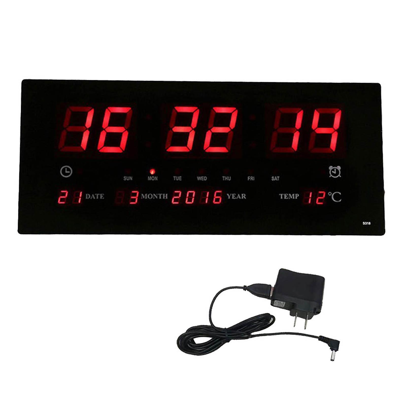 Large Digital Wall Clock LED 12/14H Wall Mounted Clock Home Study Room