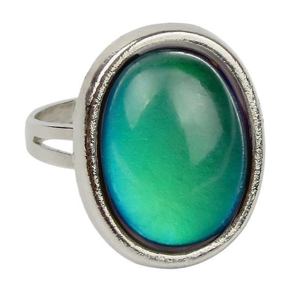 4xNew Vintage Silver Oval Mood Ring Emotion Feeling Color Changing Adjustable