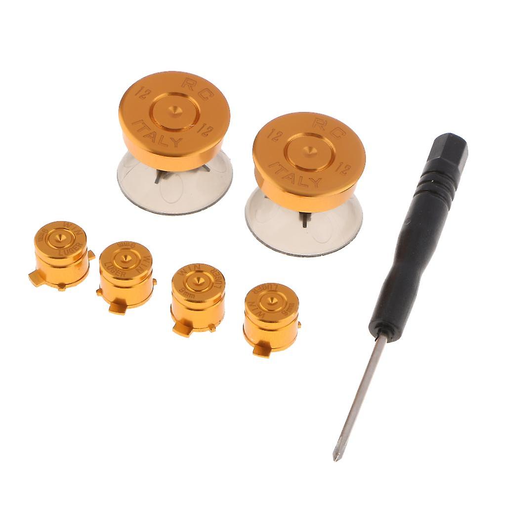 Replacement Gold Action  Buttons & Thumbsticks for Sony PS4 Controller