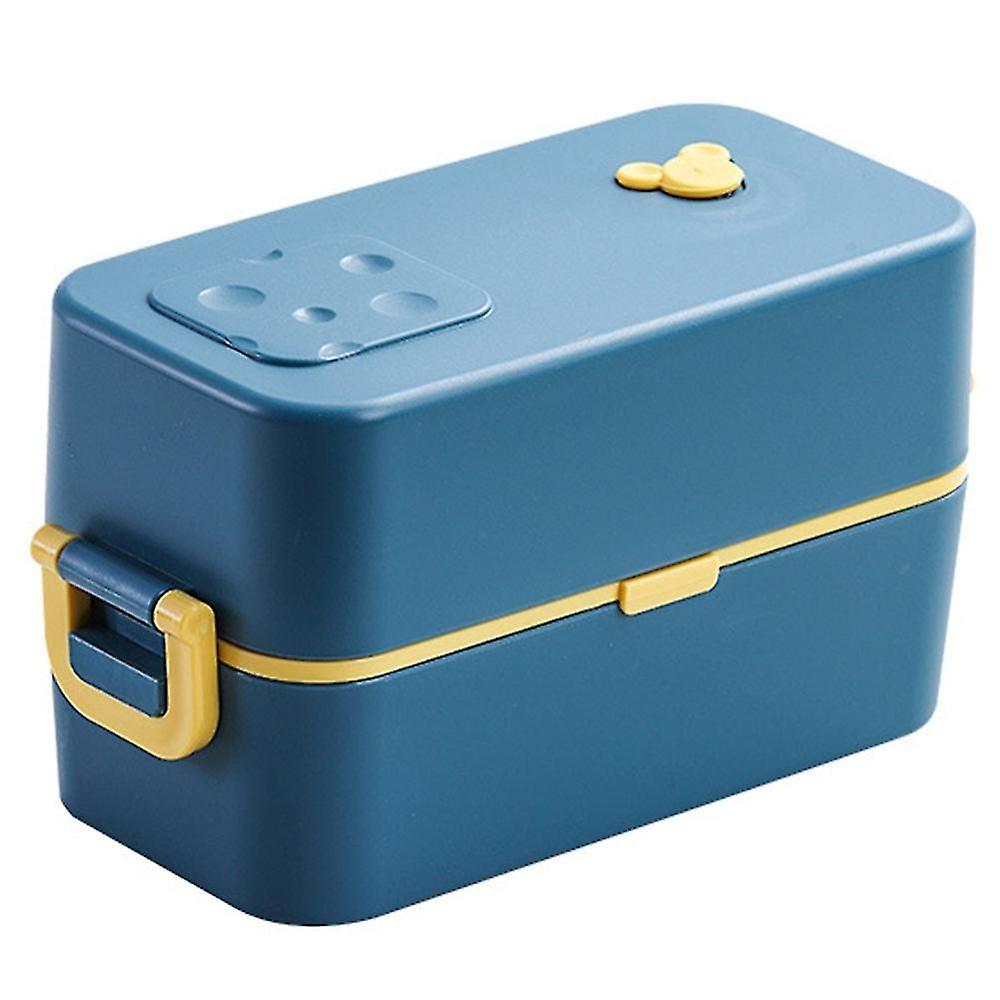 Lunch Boxes 2-layer 3 Compartment Cutlery Set Bento Boxes, Blue