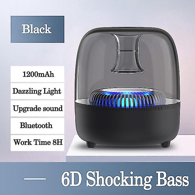 مكبر صوت ستيريو لاسلكي حقيقي بتصميم شفاف ، ضوء LED للتنفس ، مكبرات صوت 52 مم ، TWS Bluetooth 5.0 ، TF Card Amp ؛ إف إم أوديو