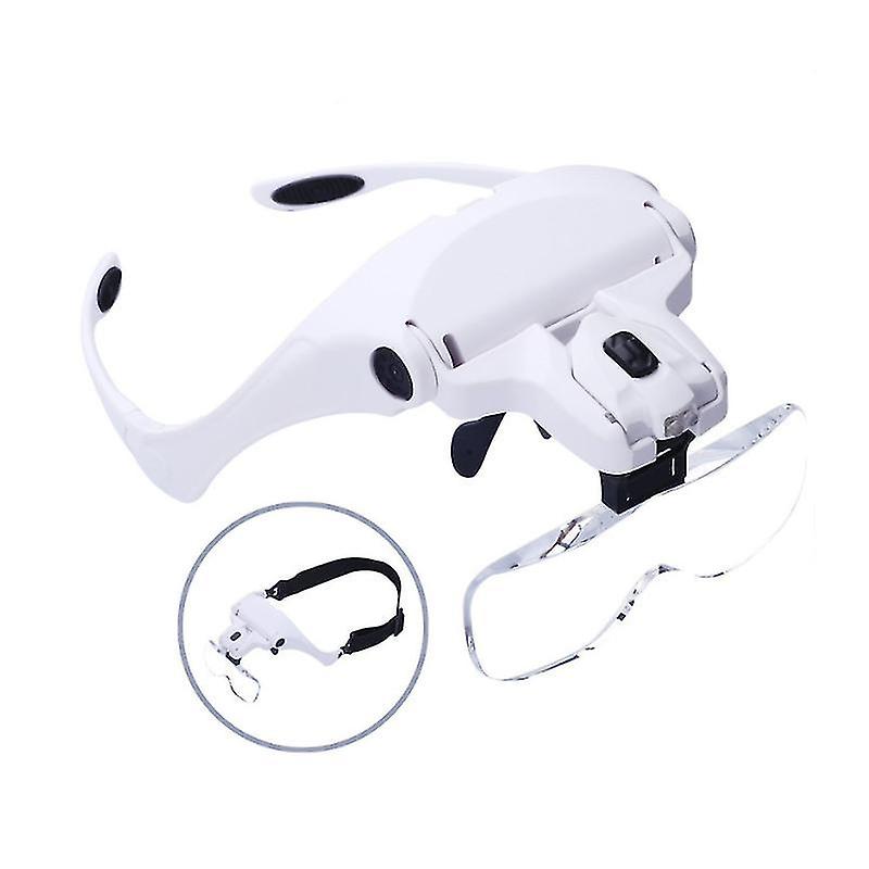 Magnifying Glasses Hands Free Magnifying Glasses With 2 Led Lights 5 Interchangeable Lenses 1.0x To 