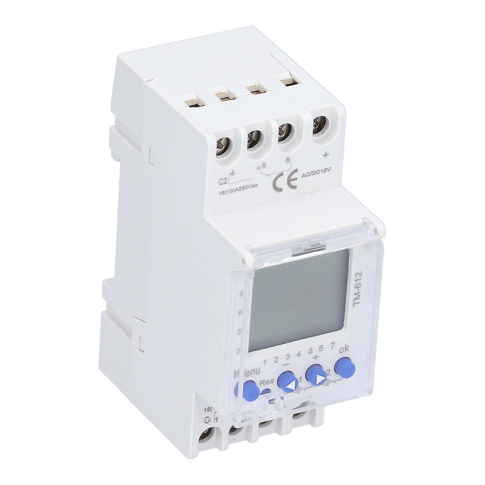 2-Output DC12V Time Control Switch Intelligent Power Supply Guide Rail Timer TM612