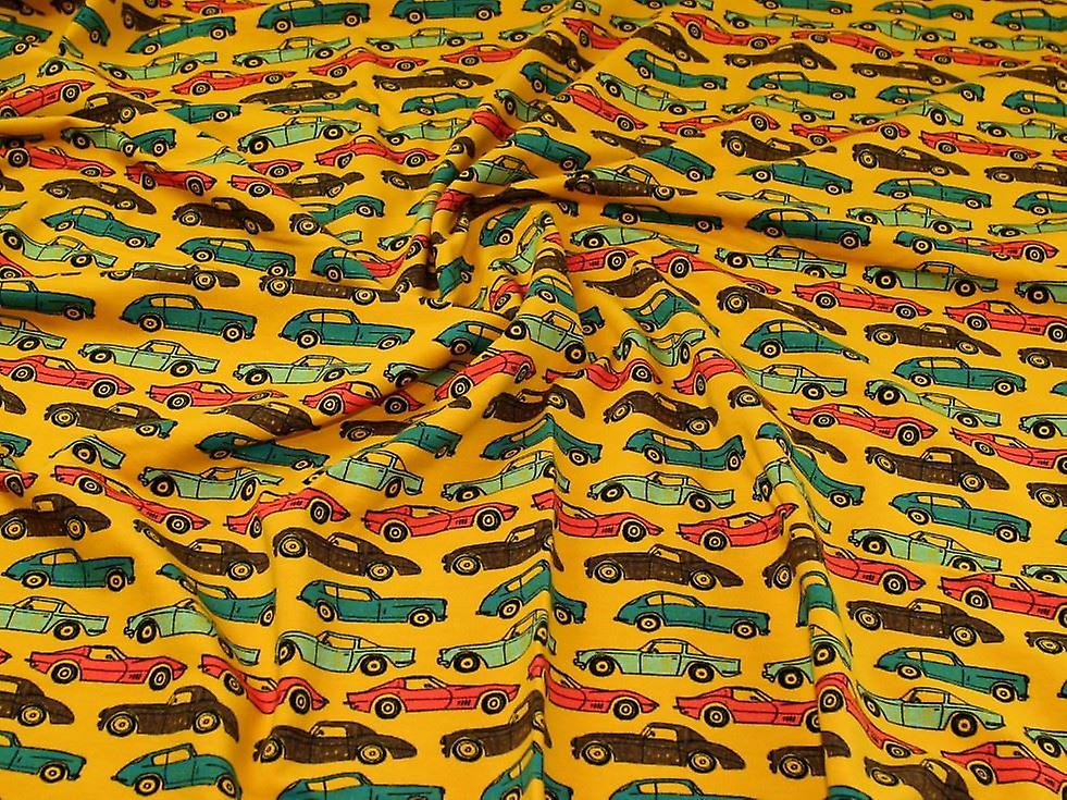 John Louden Fleece Back Sweatshirt Stretch Knit Fabric Mustard - per metre