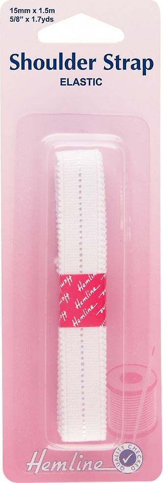 15mm Hemline Shoulder Strap Elastic 1.5m  White