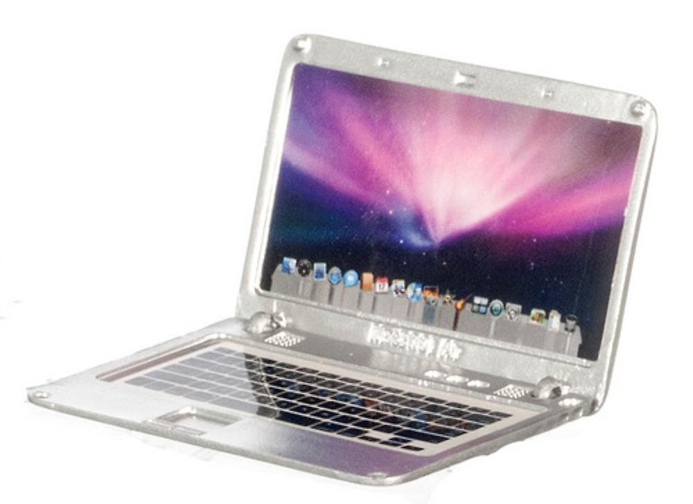 Dolls House Silver Lap Top Laptop Miniature Modern Accessory