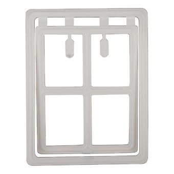 Plastic Pet Dog Puppy Cat Door Magnetic Locking Safe Flap for Screen Window Gate (White XL)