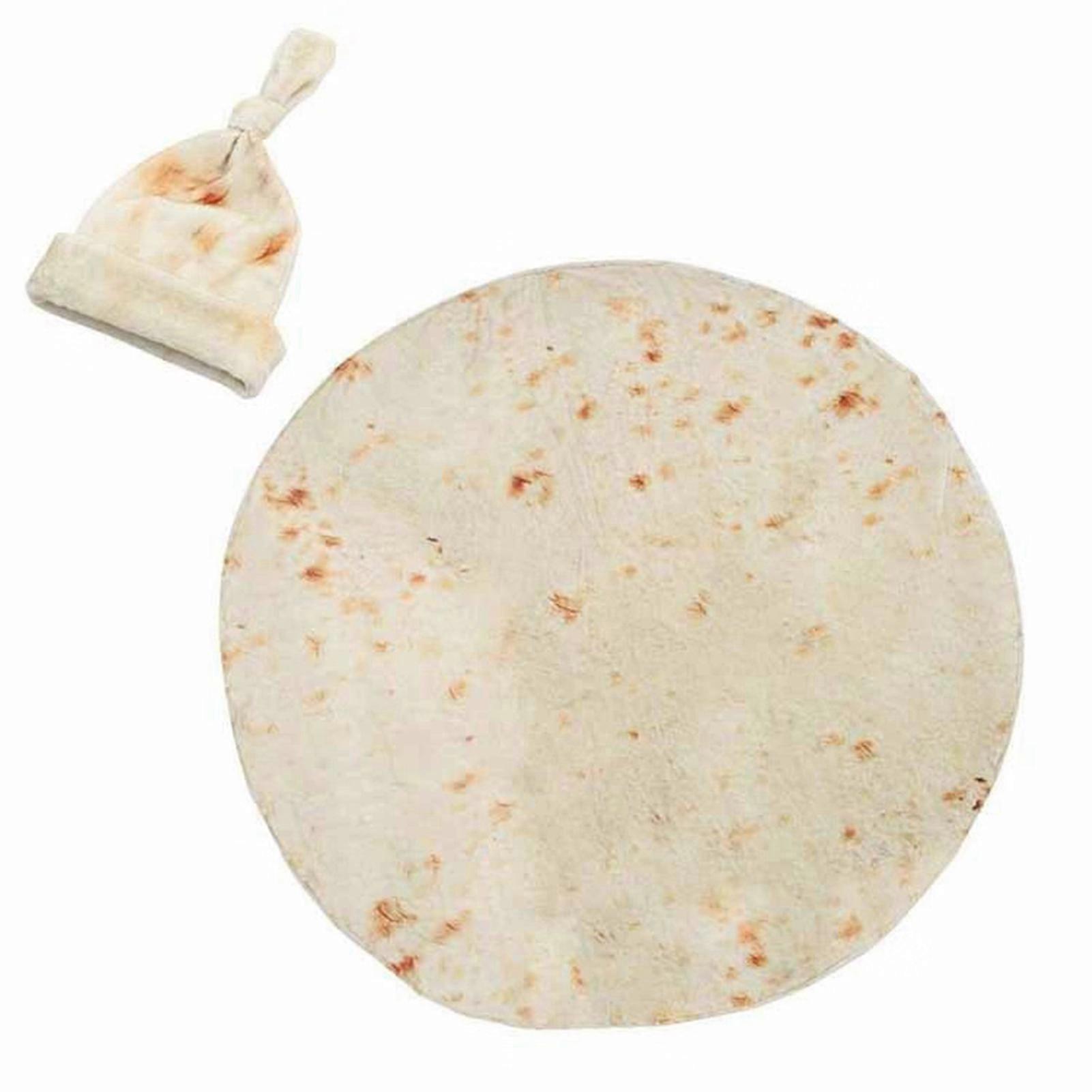 Baby Blanket Hat Soft Breathable Round Tortilla Texture Infant Wrap Blanket Set for 0 to 6 Months