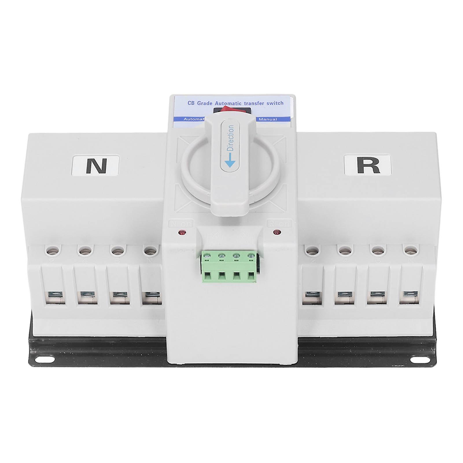 Rankomu 4P Dual Power Automatic Transfer Switch Dual Power Automatic Transfer Switch 400V 63A, 4P Mini Changeover Switch with Short Circuit