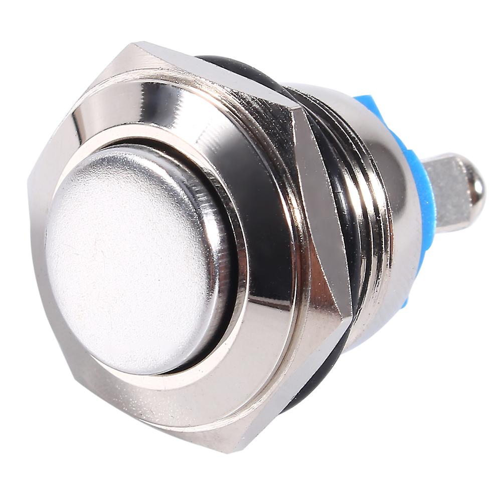 12V 16mm Waterproof Metal Momentary Push Button Horn Switch for Car On/Off Silver