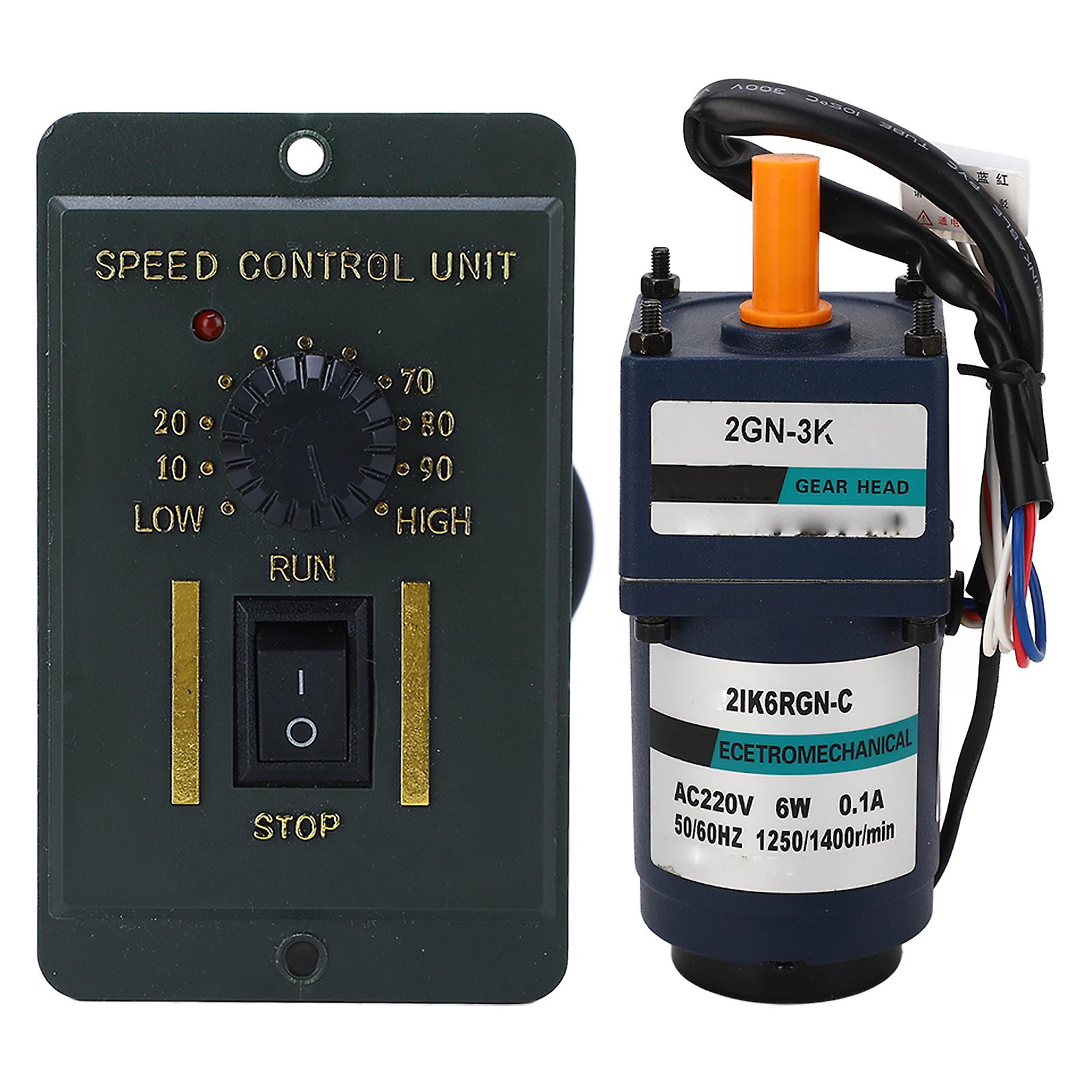 AC220V Geared Motor with Controller Single Phase Speed Reduction Gear Variable Speed Motor 1400RPM 6W