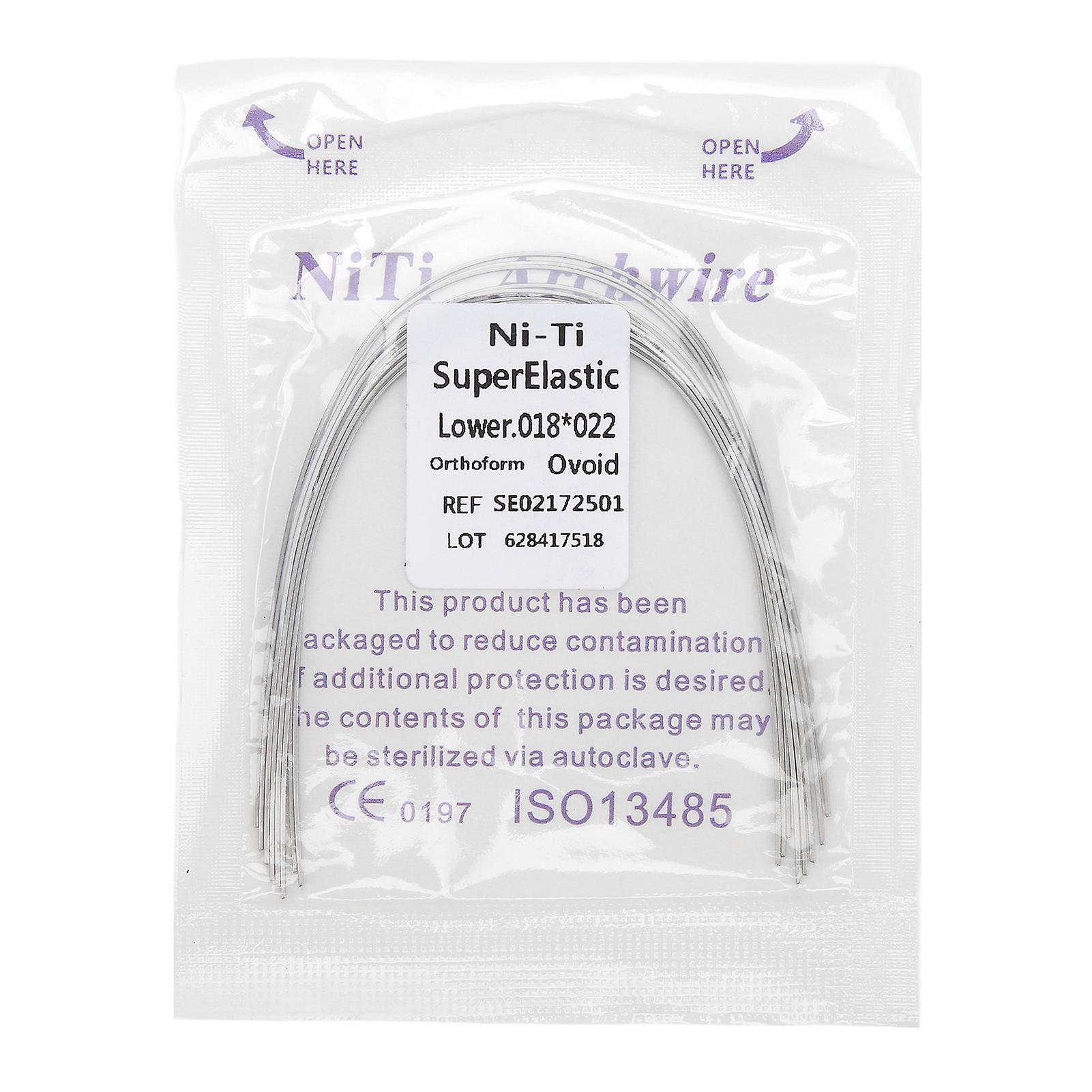 50pcs Orthodontic Rectangular Arch Wire Nickel Titanium Elastic Orthodontic Arch Wire 0.018 X 0.022 Inch Lower