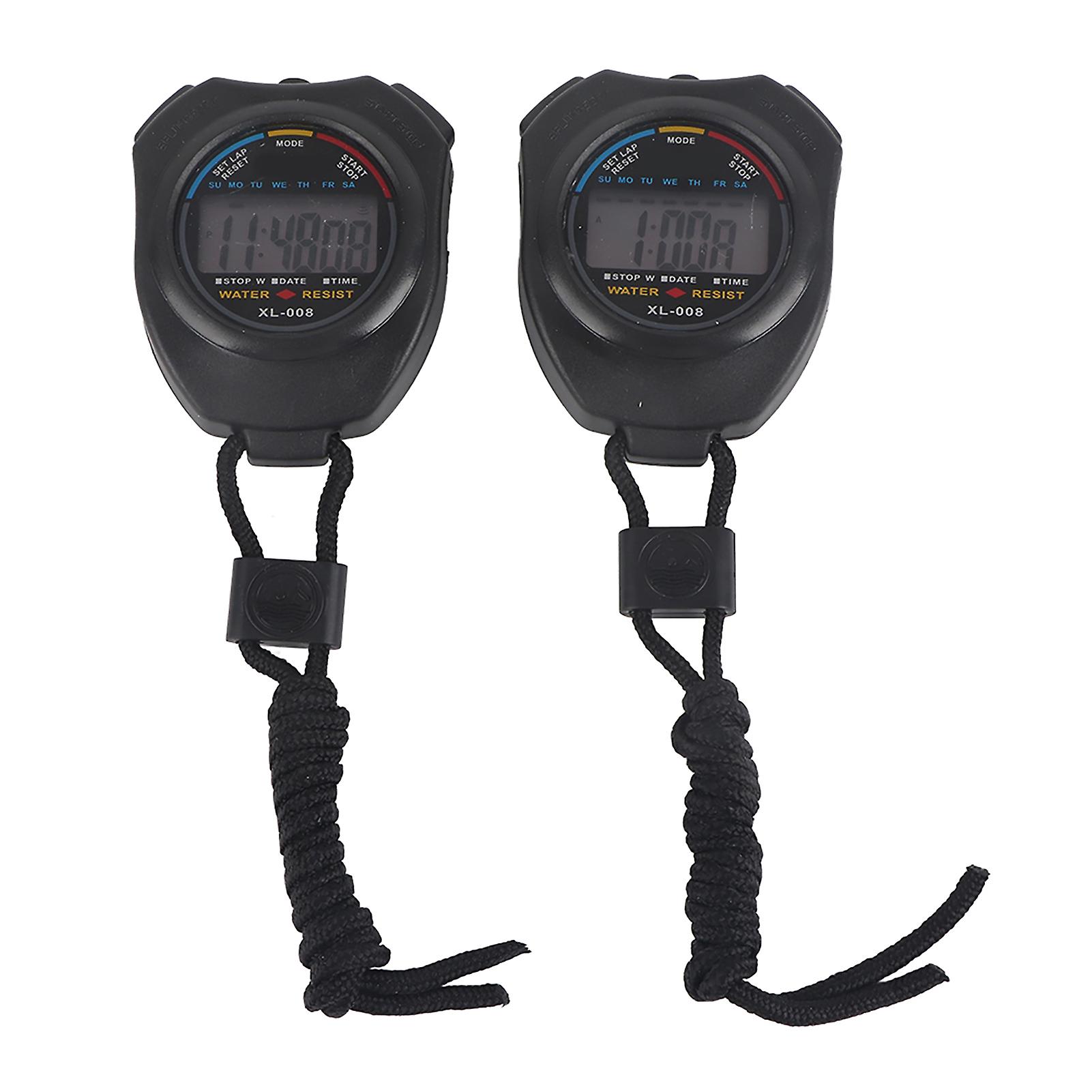 2 Pack Sports Stopwatch, Multifunctional LCD Digital Stopwatch for Running
