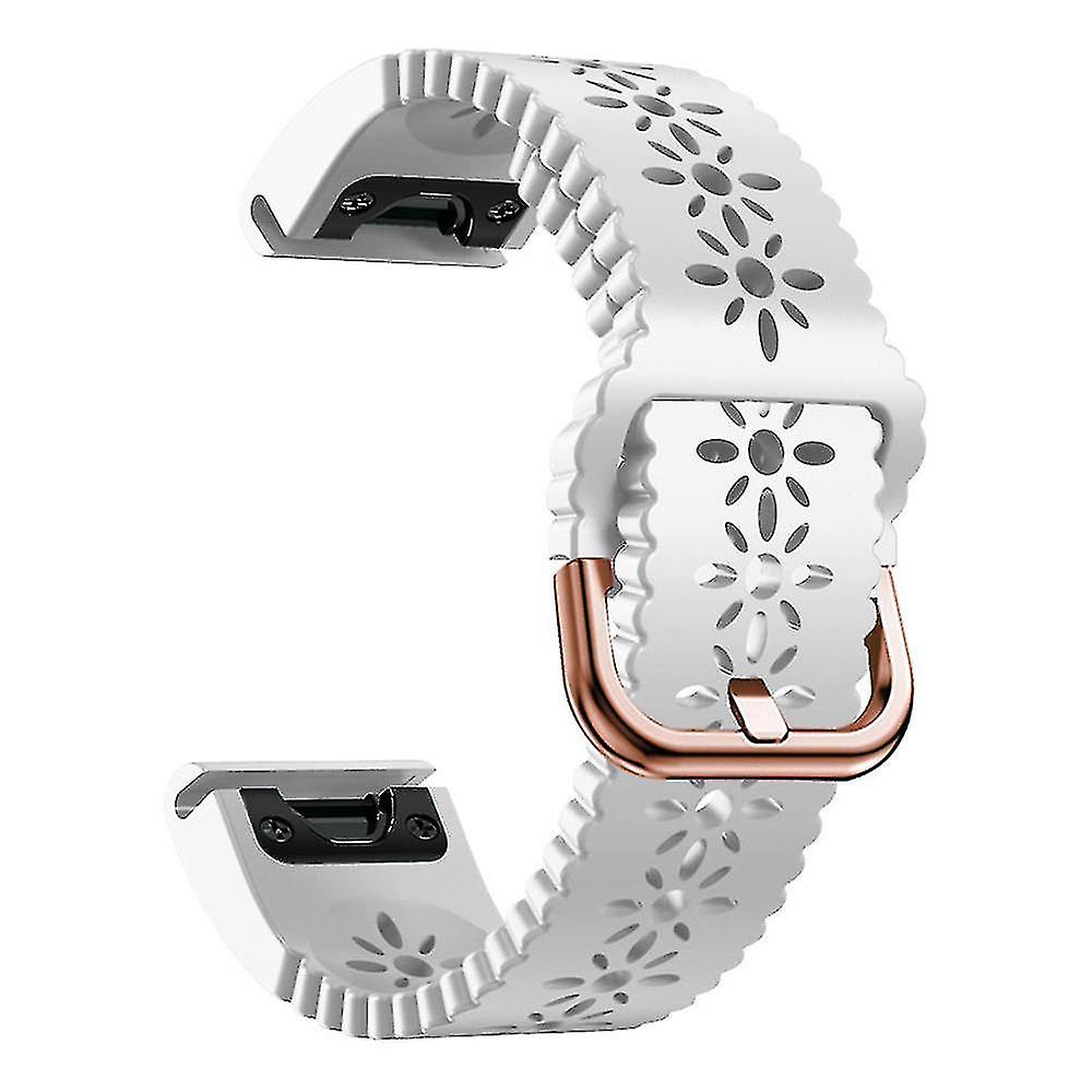 For Garmin Fenix 7s / 6s Pro / 5s Plus / Instinct 2s Hollow-out Flower Pattern Silicone Watch Band Adjustable Quick Release Soft Strap Replacement