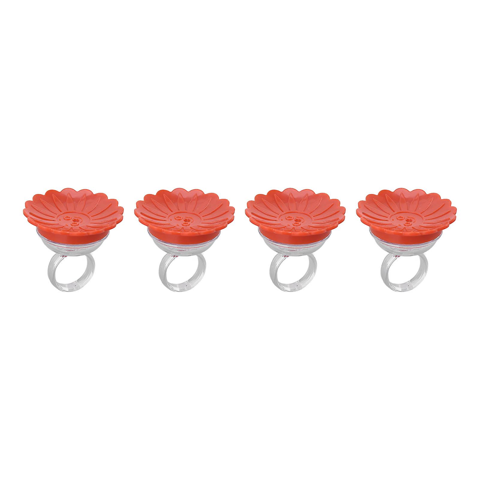 4PCS Hummingbird Ring Feeder Hand Held Get Up Close Bright Coloured Multifunction Compact for OutdoorsRed