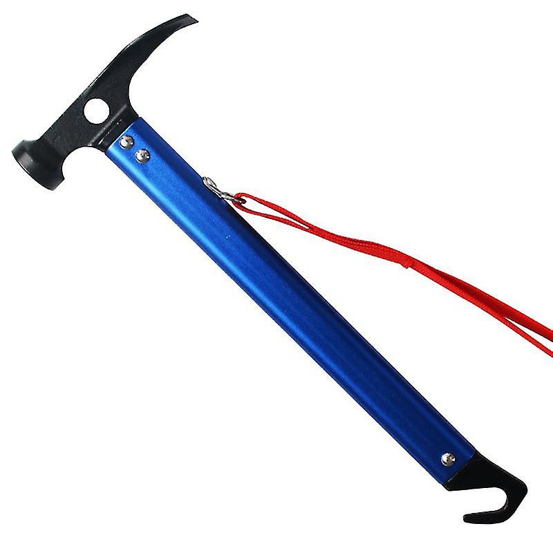 Camping Mallet Tent Peg Puller Multi-function Hammer Aluminum High Steel Carbon Hammer With Tent Peg Remover For Outdoor Camping Picnic (1pc, Blue)