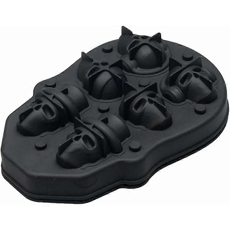 Ice Cube Box with Lid, 3D Skull Shaped Ice Block Skull Head Ice disk Ice Cube Ice Block (6 Holes Skull Head)
