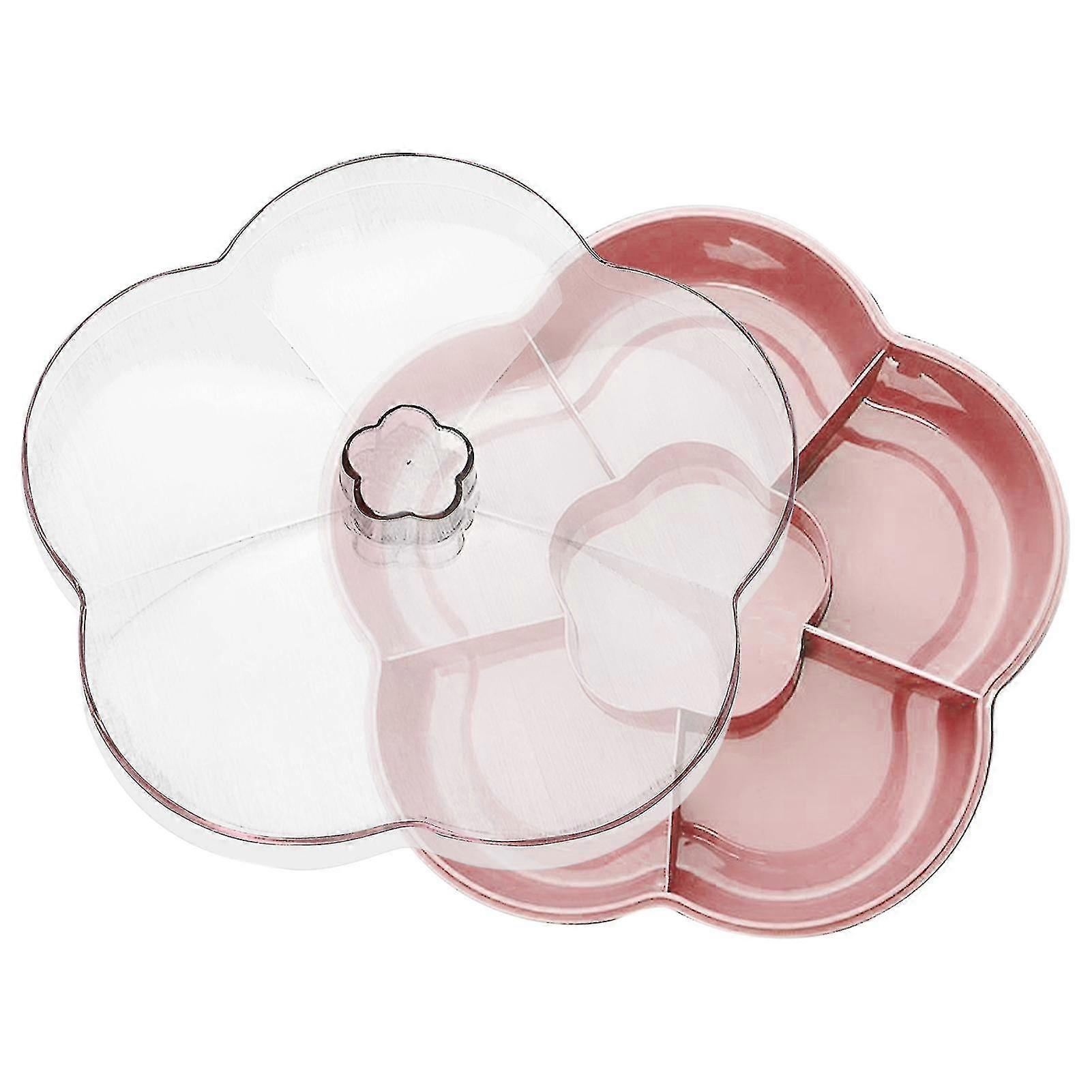 KINCJON Biscuits Container Candy With Lid Serving Tray Flower Shaped Snack Chumian