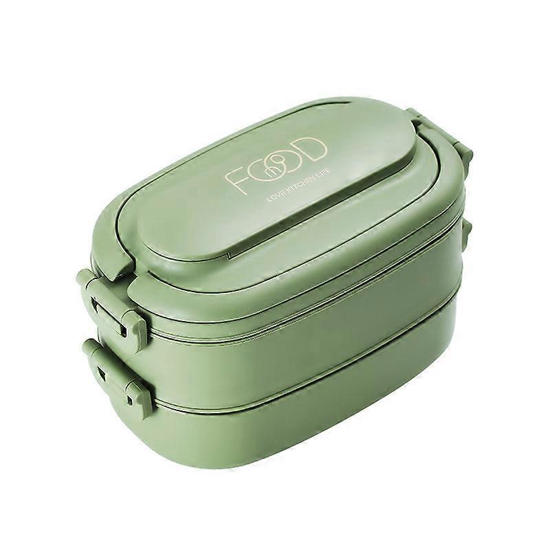 Lunch Box 2 Layer - 1550ml Bento for Adults with Compartment and Cutlery, Designed Silicone Ring Inside Lids