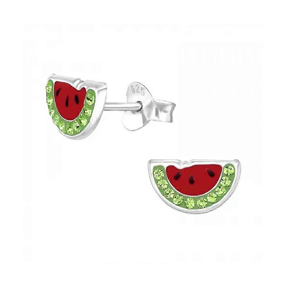 2024 Watermelon Sterling Silver Stud Earrings with Crystals