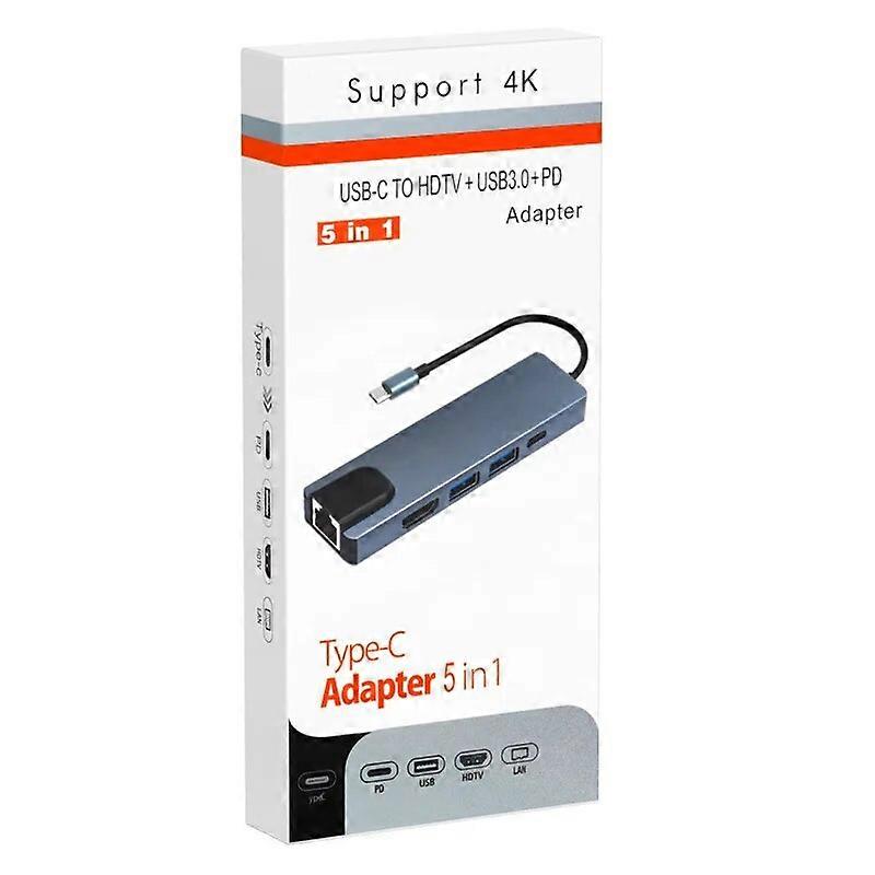 Expansion Dock Typec Network Card Same Screen Suitable for Notebook MacBook Five in One Docking Station