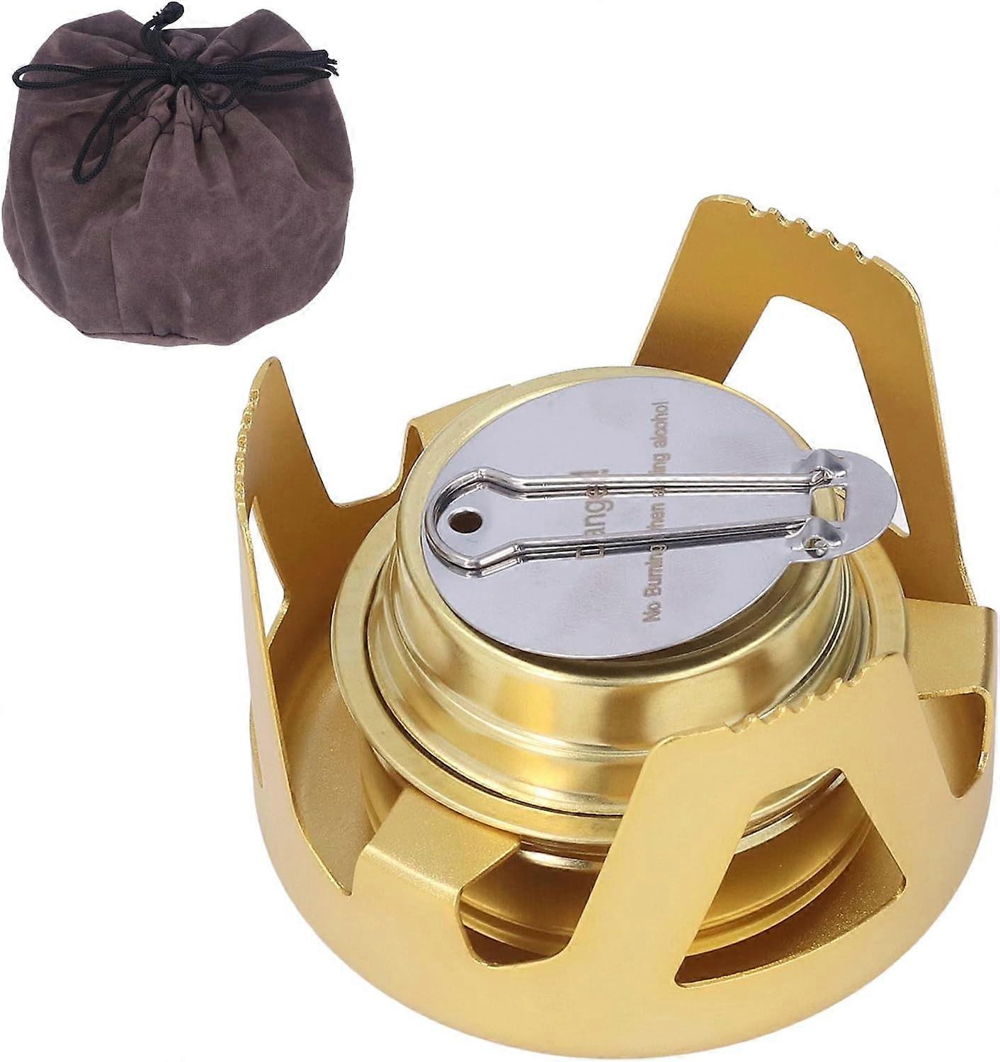 Mini portable picnic stove, brass alcohol burner, compact and lightweight, alcohol burner stove, suitable for grilling and small cooking needs, campin