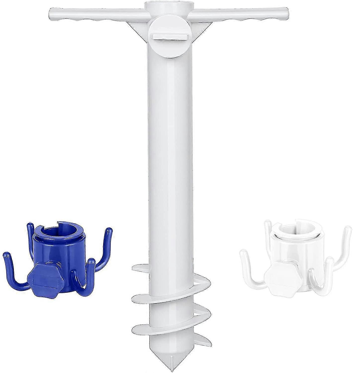 Beach Umbrella Sand Anchor With 2pcs Hanging Hooks, Beach Umbrellas For Sand Heavy Duty Wind