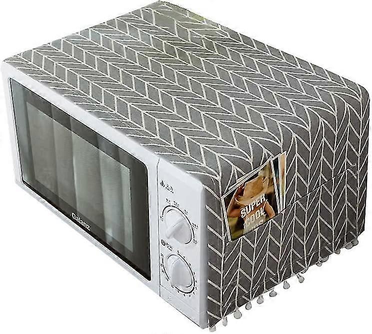Multipurpose Gray Pattern Microwave Dust Refrigerator Washing Machine Top Universal Sun Cover W/ Storage