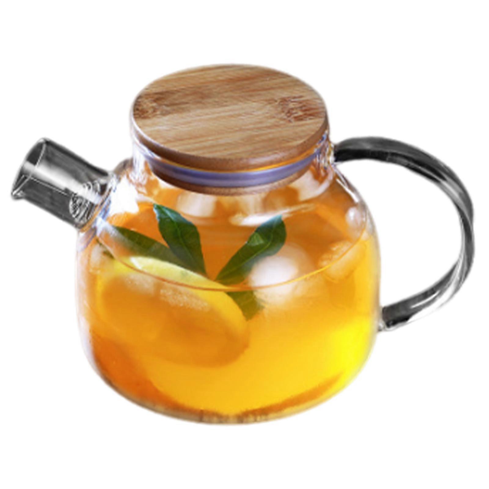 Cork Button Transparent Borosilicate Glass Pitcher Jug Transparent Hot/Cold Glass Teapot for Juices Tea Beverage