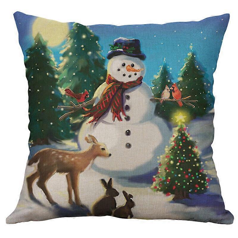伝統プリントサンタクロース雪だるま家の装飾コットンリネンカバー枕カバーデザイン2173jpjcjh