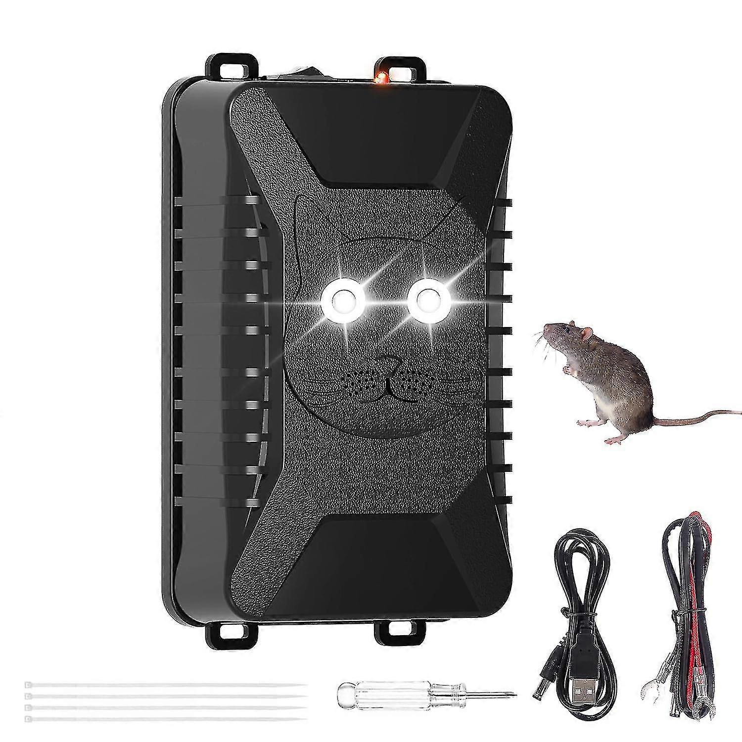 Ultrasonic Marten Deterrent, Battery Operated For Car, 12 V, With Flash Light, Marten Protection, Ultrasonic Against Rats, Cat Repellent, Mouse Repell