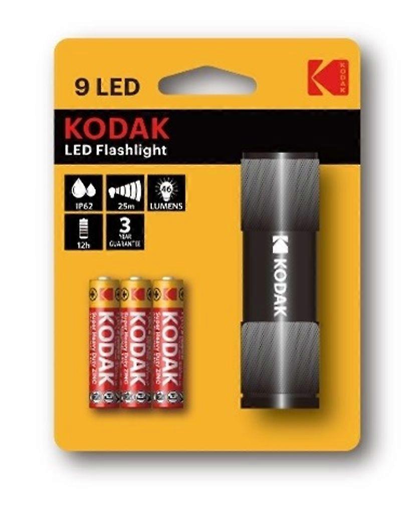 Linterna de 9 LED en carcasa de metal negro