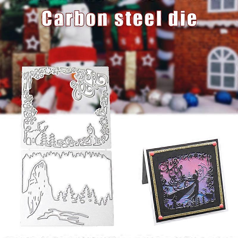 Winter Motif Cutting Dies 2 Snowy Scenes Die Cut Machine Mold Carbon Steel Embossing Tool for DIY